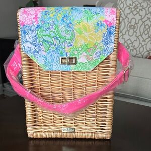 Lilly Pulitzer Wicker Basket with Colorful Floral Lid